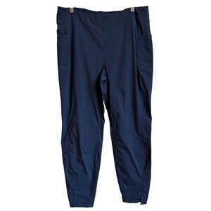 LL Bean Encompass Travel Pants Women 14 Navy Blue Lightweight Stretch Hiking